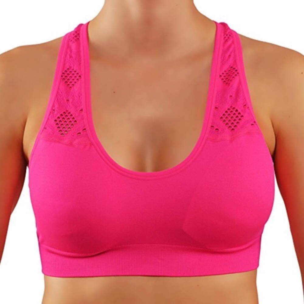 Pink push up sports bra Racer Back